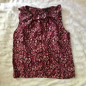 Pink Ruffle Neck Sleeveless Silk Blouse